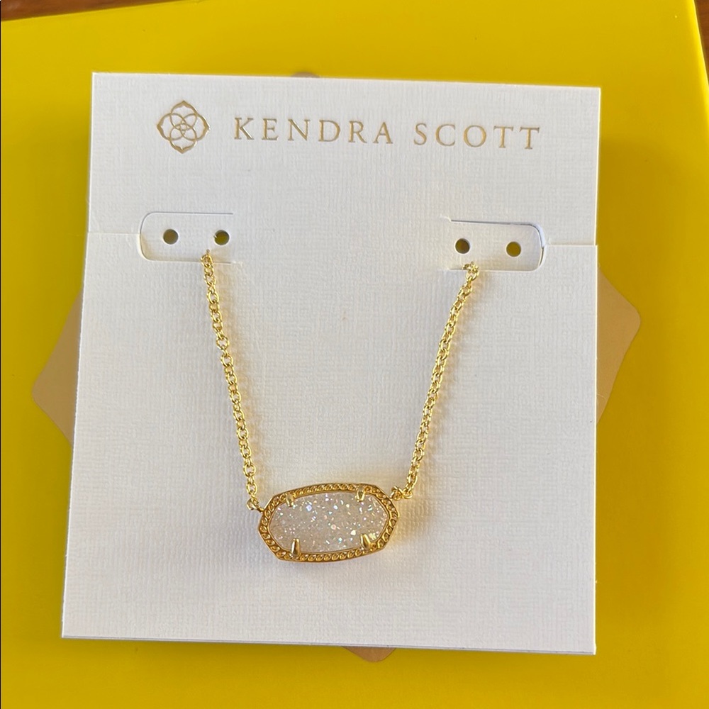 Kendra Scott Gold Necklace with White Stone